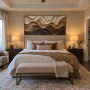 "Dune Willow Ridge Relief" - Modern Heavy Impasto Abstract Textured Artwork | White & Beige Palette Knife Painting | Luxury Horizontal Wall Art #Q 412