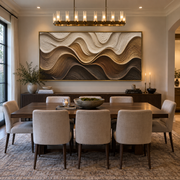 "Dune Willow Ridge Relief" - Modern Heavy Impasto Abstract Textured Artwork | White & Beige Palette Knife Painting | Luxury Horizontal Wall Art #Q 412