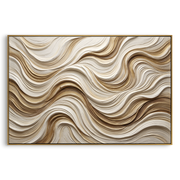 "Terrace Curve Current Relief" - Modern Heavy Impasto Abstract Textured Artwork | White & Beige Palette Knife Painting | Luxury Horizontal Wall Art #Q 413
