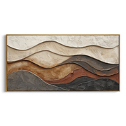 "Granular Arc Fold Relief" - Modern Heavy Impasto Abstract Textured Artwork | White & Beige Palette Knife Painting | Luxury Horizontal Wall Art #Q 417