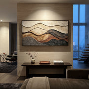 "Granular Arc Fold Relief" - Modern Heavy Impasto Abstract Textured Artwork | White & Beige Palette Knife Painting | Luxury Horizontal Wall Art #Q 417