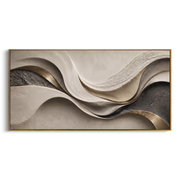 "Earthen Fluted Ridge Relief" - Modern Heavy Impasto Abstract Textured Artwork | White & Grey Palette Knife Painting | Luxury Horizontal Wall Art #Q 420