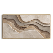 "Luminous Braided Creek Relief" - Modern Heavy Impasto Abstract Textured Artwork | White & Grey Palette Knife Painting | Luxury Horizontal Wall Art #Q 421