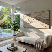 "Luminous Braided Creek Relief" - Modern Heavy Impasto Abstract Textured Artwork | White & Grey Palette Knife Painting | Luxury Horizontal Wall Art #Q 421