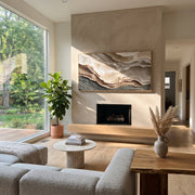 "Stratified Hushed Swell Relief" - Modern Heavy Impasto Abstract Textured Artwork | White & Grey Palette Knife Painting | Luxury Horizontal Wall Art #Q 423