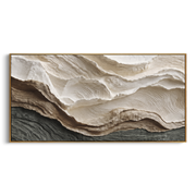"Stratified Hushed Swell Relief" - Modern Heavy Impasto Abstract Textured Artwork | White & Grey Palette Knife Painting | Luxury Horizontal Wall Art #Q 423