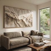 "Rippled Gentle Fold Relief" - Modern Heavy Impasto Abstract Textured Artwork | White & Grey Palette Knife Painting | Luxury Horizontal Wall Art #Q 425
