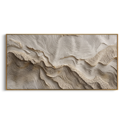"Rippled Gentle Fold Relief" - Modern Heavy Impasto Abstract Textured Artwork | White & Grey Palette Knife Painting | Luxury Horizontal Wall Art #Q 425