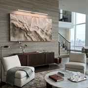 "Rippled Gentle Fold Relief" - Modern Heavy Impasto Abstract Textured Artwork | White & Grey Palette Knife Painting | Luxury Horizontal Wall Art #Q 425