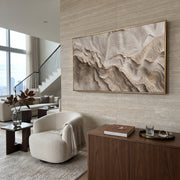"Rippled Gentle Fold Relief" - Modern Heavy Impasto Abstract Textured Artwork | White & Grey Palette Knife Painting | Luxury Horizontal Wall Art #Q 425