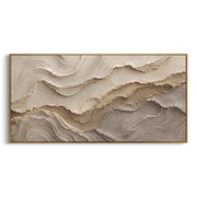 "Crescent Narrow Channel Relief" - Modern Heavy Impasto Abstract Textured Artwork | White & Grey Palette Knife Painting | Luxury Horizontal Wall Art #Q 427
