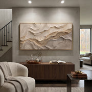 "Crescent Narrow Channel Relief" - Modern Heavy Impasto Abstract Textured Artwork | White & Grey Palette Knife Painting | Luxury Horizontal Wall Art #Q 427