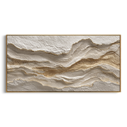 "Arc Broad Flow Relief" - Modern Heavy Impasto Abstract Textured Artwork | White & Grey Palette Knife Painting | Luxury Horizontal Wall Art #Q 428