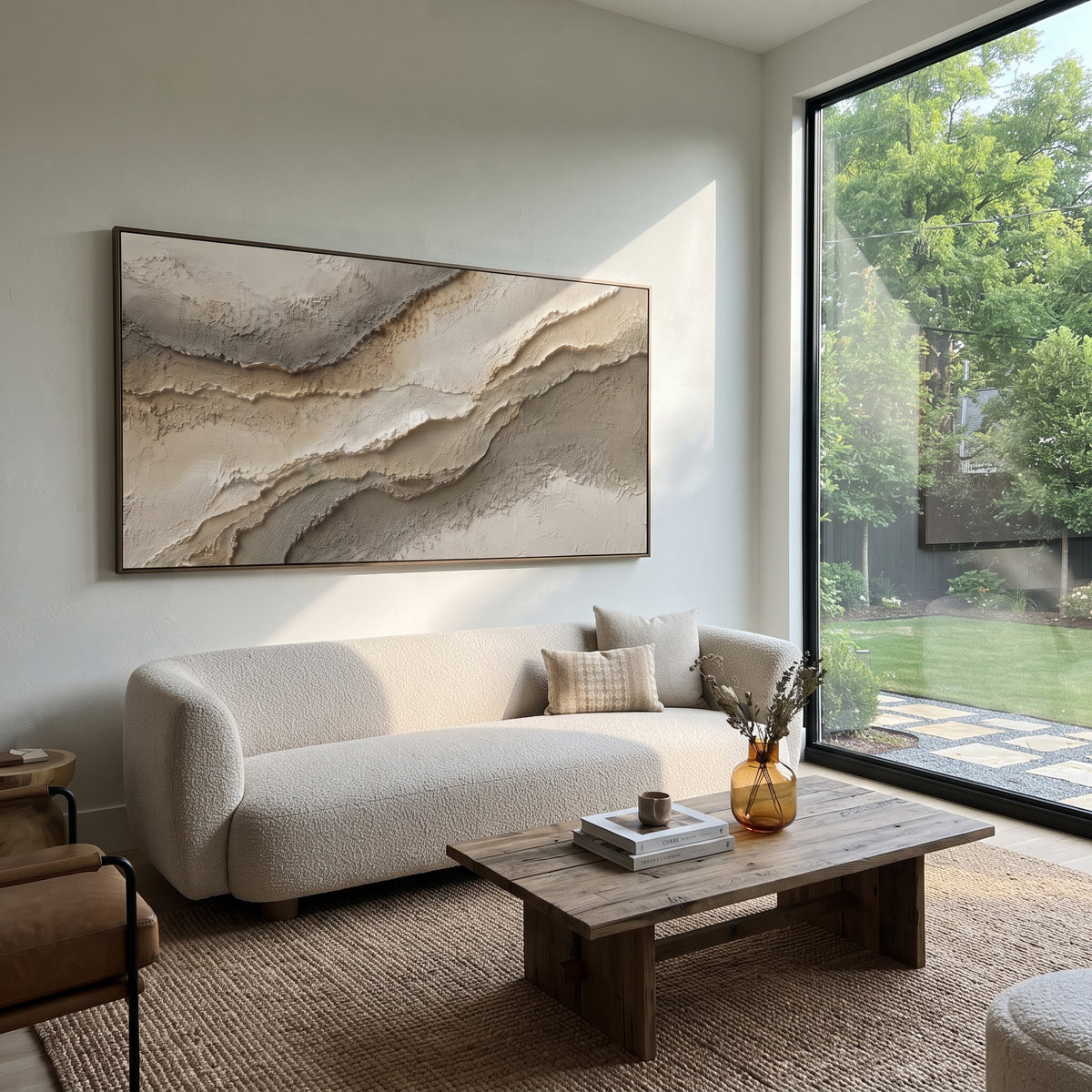 "Creek Silver Ridge Relief" - Modern Heavy Impasto Abstract Textured Artwork | Black & White Palette Knife Painting | Luxury Horizontal Wall Art #Q 430