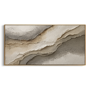 "Creek Silver Ridge Relief" - Modern Heavy Impasto Abstract Textured Artwork | Black & White Palette Knife Painting | Luxury Horizontal Wall Art #Q 430