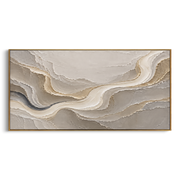 "Mesa Ashen Creek Relief" - Modern Heavy Impasto Abstract Textured Artwork | Black & White Palette Knife Painting | Luxury Horizontal Wall Art #Q 431