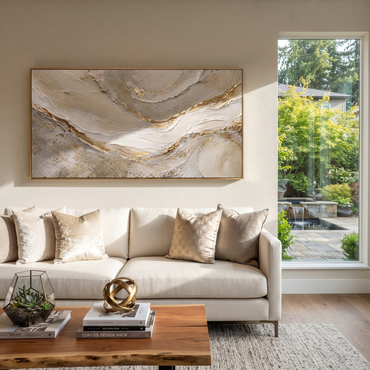 "Valley Blue Canyon Relief" - Modern Heavy Impasto Abstract Textured Artwork | Black & White Palette Knife Painting | Luxury Horizontal Wall Art #Q 432
