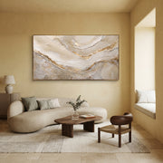"Valley Blue Canyon Relief" - Modern Heavy Impasto Abstract Textured Artwork | Black & White Palette Knife Painting | Luxury Horizontal Wall Art #Q 432