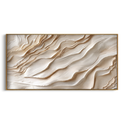 "Copper Smoke Terrace Ribbon Relief" - Modern Heavy Impasto Abstract Textured Artwork | White & Black Palette Knife Painting | Luxury Horizontal Wall Art #Q 439