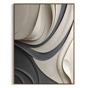 "Ink Onyx Channel Ribbon Relief" - Modern Heavy Impasto Abstract Textured Artwork | White & Black Palette Knife Painting | Luxury Vertical Wall Art #Q 441