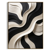 "Contour Hill Current Ribbon Relief" - Modern Heavy Impasto Abstract Textured Artwork | White & Grey Palette Knife Painting | Luxury Vertical Wall Art #Q 452