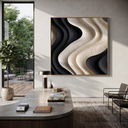 "Path Pathway Vein Ribbon Relief" - Modern Heavy Impasto Abstract Textured Artwork | White & Grey Palette Knife Painting | Luxury Square Wall Art #Q 453