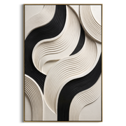 "Soft Relief Ribbon Relief" - Modern Heavy Impasto Abstract Textured Artwork | White & Grey Palette Knife Painting | Luxury Vertical Wall Art #Q 454