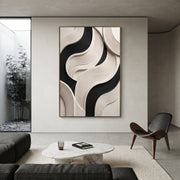 "Soft Relief Ribbon Relief" - Modern Heavy Impasto Abstract Textured Artwork | White & Grey Palette Knife Painting | Luxury Vertical Wall Art #Q 454