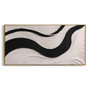 "Carved Ridge Raised Ribbon Relief" - Modern Heavy Impasto Abstract Textured Artwork | White & Grey Palette Knife Painting | Luxury Horizontal Wall Art #Q 456