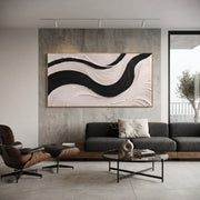 "Carved Ridge Raised Ribbon Relief" - Modern Heavy Impasto Abstract Textured Artwork | White & Grey Palette Knife Painting | Luxury Horizontal Wall Art #Q 456