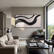 "Carved Ridge Raised Ribbon Relief" - Modern Heavy Impasto Abstract Textured Artwork | White & Grey Palette Knife Painting | Luxury Horizontal Wall Art #Q 456