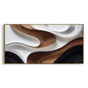 "Rush Spiral Channel Relief" - Modern Heavy Impasto Abstract Textured Artwork | White & Grey Palette Knife Painting | Luxury Horizontal Wall Art #Q 458