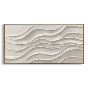 "Braided Folded Contour Relief" - Modern Heavy Impasto Abstract Textured Artwork | White & Grey Palette Knife Painting | Luxury Horizontal Wall Art #Q 461