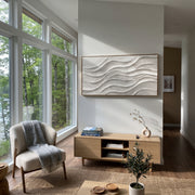 "Braided Folded Contour Relief" - Modern Heavy Impasto Abstract Textured Artwork | White & Grey Palette Knife Painting | Luxury Horizontal Wall Art #Q 461