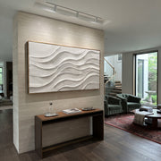 "Braided Folded Contour Relief" - Modern Heavy Impasto Abstract Textured Artwork | White & Grey Palette Knife Painting | Luxury Horizontal Wall Art #Q 461