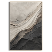 "Nested Drift Basin Relief" - Modern Heavy Impasto Abstract Textured Artwork | White & Grey Palette Knife Painting | Luxury Vertical Wall Art #Q 462