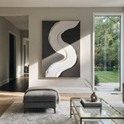 "Open Field Current Relief" - Modern Heavy Impasto Abstract Textured Artwork | White & Grey Palette Knife Painting | Luxury Vertical Wall Art #Q 464