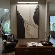"Fine Raised Trace Relief" - Modern Heavy Impasto Abstract Textured Artwork | White & Grey Palette Knife Painting | Luxury Vertical Wall Art #Q 466