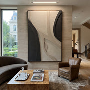 "Fine Raised Trace Relief" - Modern Heavy Impasto Abstract Textured Artwork | White & Grey Palette Knife Painting | Luxury Vertical Wall Art #Q 466