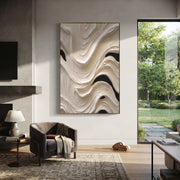 "Narrow Channel Swell Relief" - Modern Heavy Impasto Abstract Textured Artwork | White & Grey Palette Knife Painting | Luxury Vertical Wall Art #Q 467