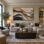 "Deep Soft Fold Relief" - Modern Heavy Impasto Abstract Textured Artwork | White & Grey Palette Knife Painting | Luxury Horizontal Wall Art #Q 469