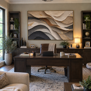 "Deep Soft Fold Relief" - Modern Heavy Impasto Abstract Textured Artwork | White & Grey Palette Knife Painting | Luxury Horizontal Wall Art #Q 469