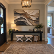 "Deep Soft Fold Relief" - Modern Heavy Impasto Abstract Textured Artwork | White & Grey Palette Knife Painting | Luxury Horizontal Wall Art #Q 469