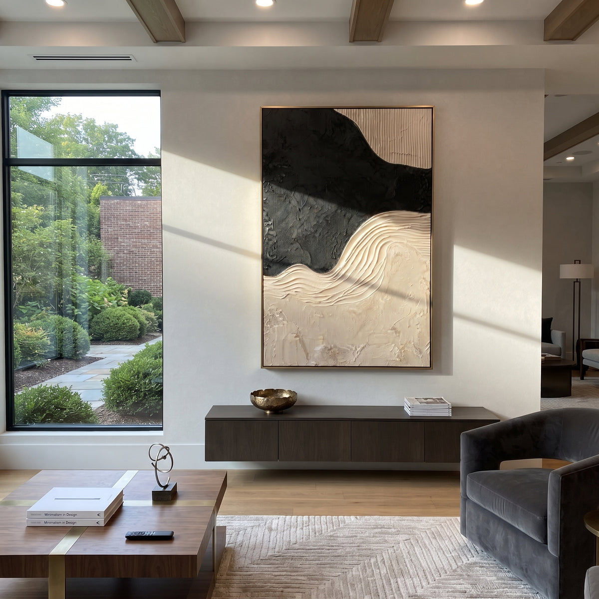 "Silver Warm Strata Relief" - Modern Heavy Impasto Abstract Textured Artwork | White & Grey Palette Knife Painting | Luxury Vertical Wall Art #Q 470