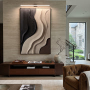 "Blue Light Current Relief" - Modern Heavy Impasto Abstract Textured Artwork | White & Grey Palette Knife Painting | Luxury Vertical Wall Art #Q 472