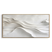 "Rust Northern Drift Relief" - Modern Heavy Impasto Abstract Textured Artwork | White & Grey Palette Knife Painting | Luxury Horizontal Wall Art #Q 475