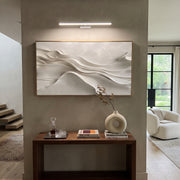 "Rust Northern Drift Relief" - Modern Heavy Impasto Abstract Textured Artwork | White & Grey Palette Knife Painting | Luxury Horizontal Wall Art #Q 475