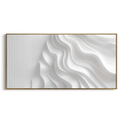 "Walnut Eastern Fold Relief" - Modern Heavy Impasto Abstract Textured Artwork | White & Beige Palette Knife Painting | Luxury Horizontal Wall Art #Q 477