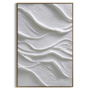 "Cocoa Western Flow Relief" - Modern Heavy Impasto Abstract Textured Artwork | White & Beige Palette Knife Painting | Luxury Vertical Wall Art #Q 478