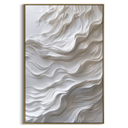 "Smoke Horizon Trace Relief" - Modern Heavy Impasto Abstract Textured Artwork | White & Beige Palette Knife Painting | Luxury Vertical Wall Art #Q 479